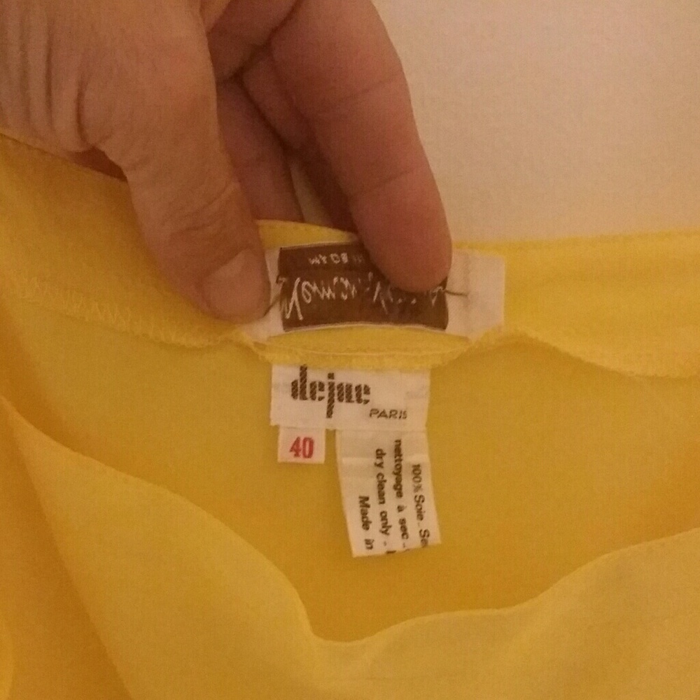 Vintage Yellow Silk 3 Piece Dress - Picture 4 of 7